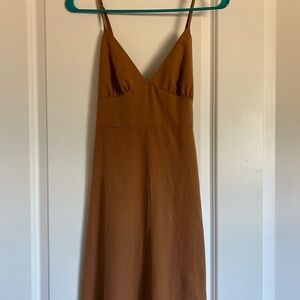 Mid-length Tan Tie-back dress